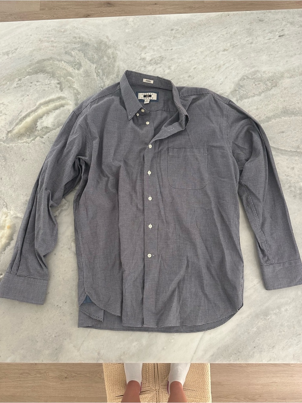 Joseph Abboud Men's Navy Micro-Check Button-Down Dress Shirt
